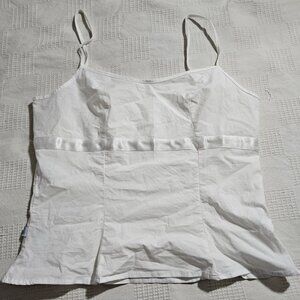 Maria Pinto Stretch White Cami Spaghetti Strap Top Size M